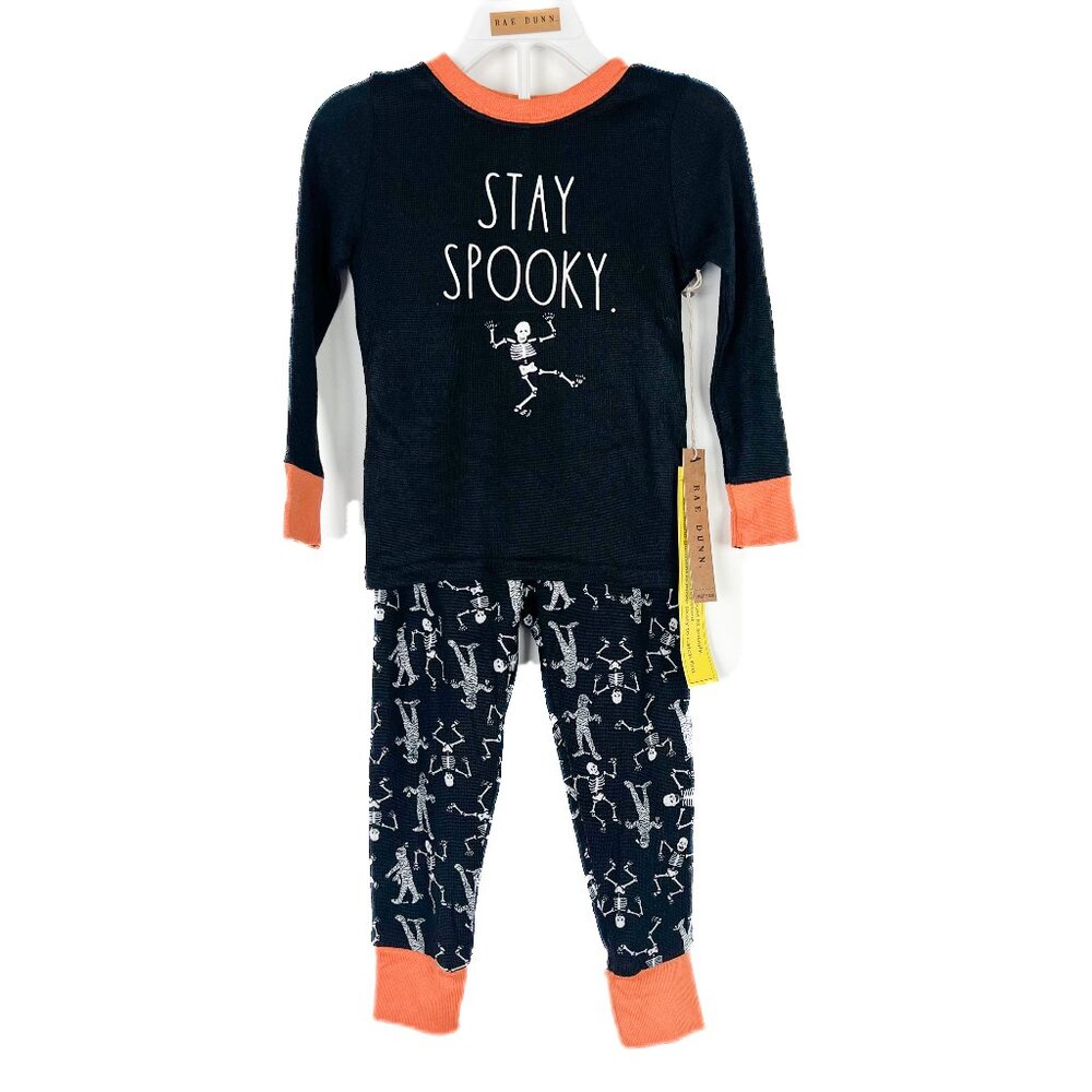 NWT Rae Dunn Crewneck Snug Fit Stay Spooky Skeleton Pajama Set Size 4T NEW